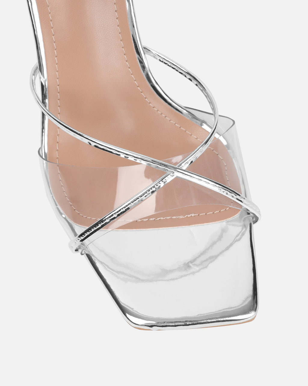 Daisha Silver Mirror Clear Heeled Sandals