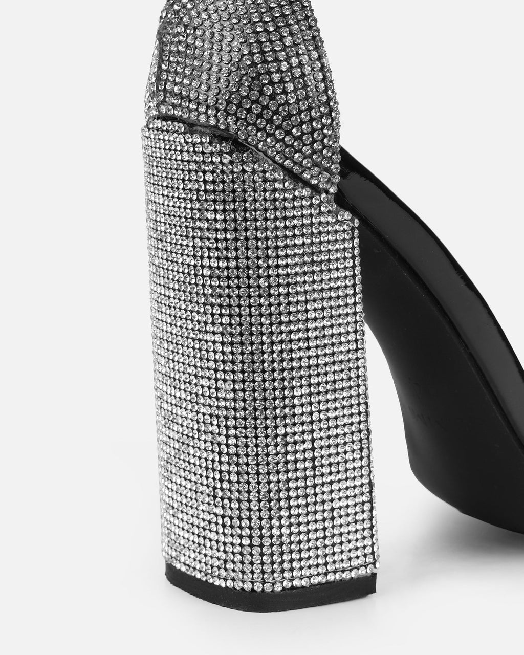 Arii Black Mirror Diamante Block Heels