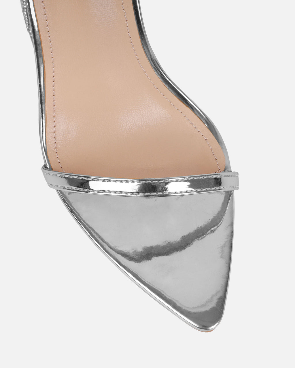 Arii Silver Mirror Diamante Block Heels