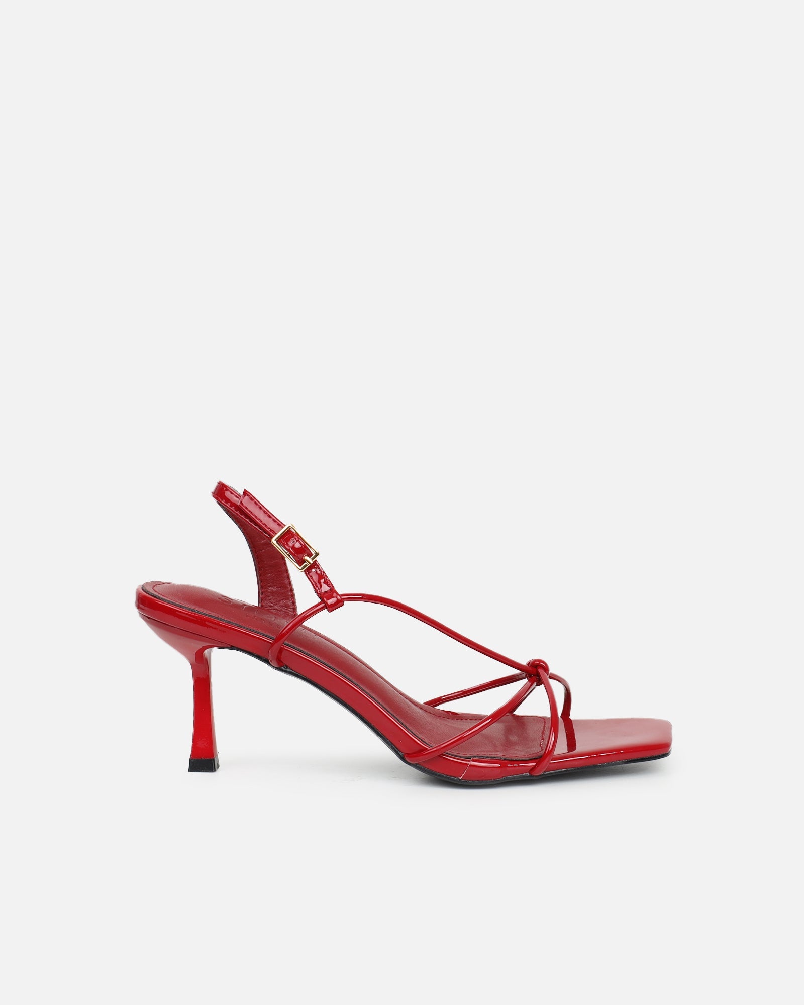 Aixa Burgundy Patent Strappy Knot Heeled Sandals
