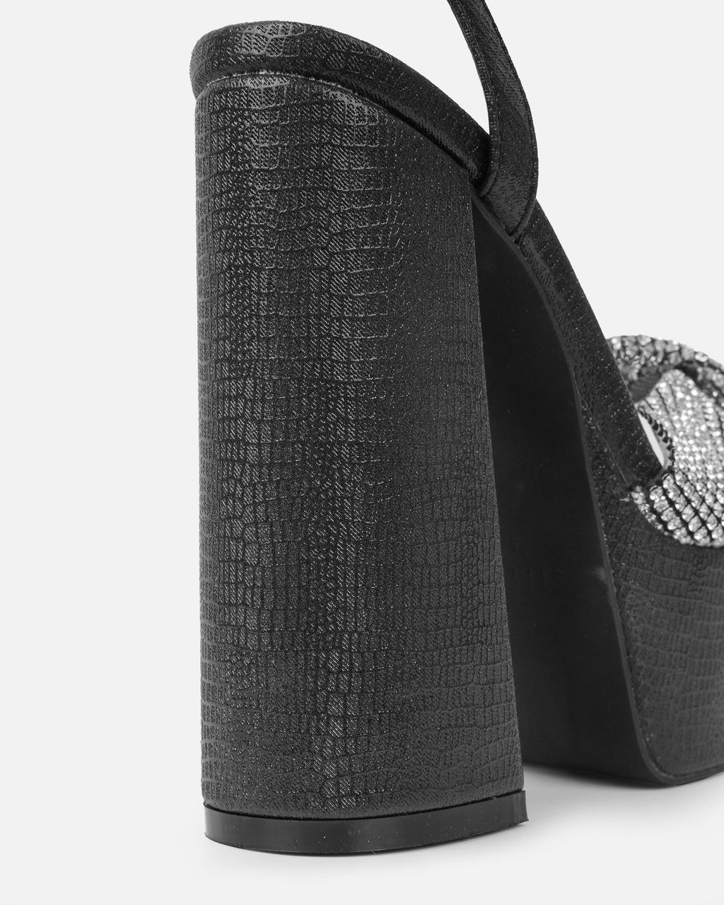 Avery Black Shimmer Diamante Platform Heeled Sandals