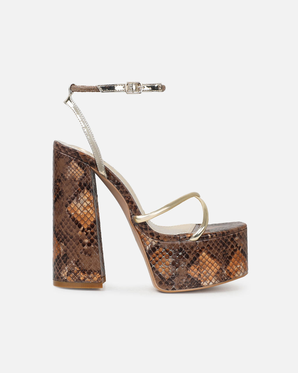 Keoni Beige Snake Platform Sandals