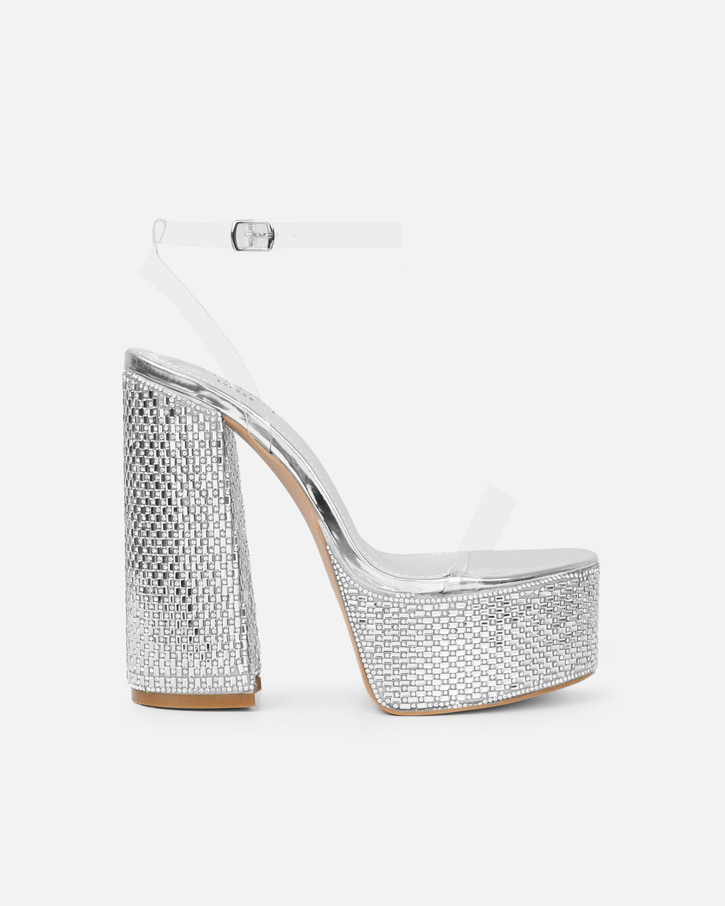 Miriam silver mirror diamante platform sandals