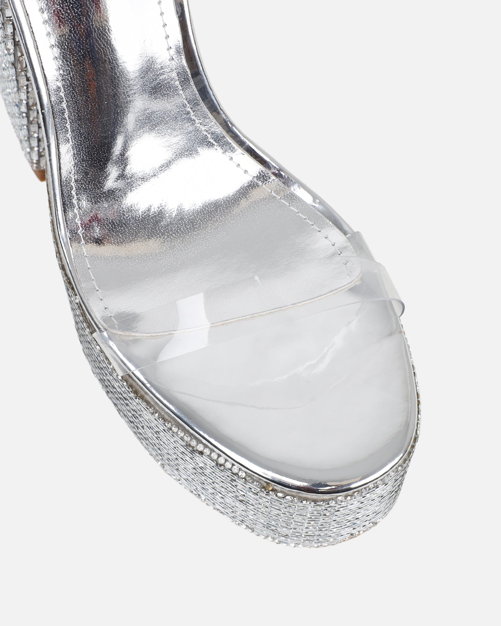 Miriam silver mirror diamante platform sandals