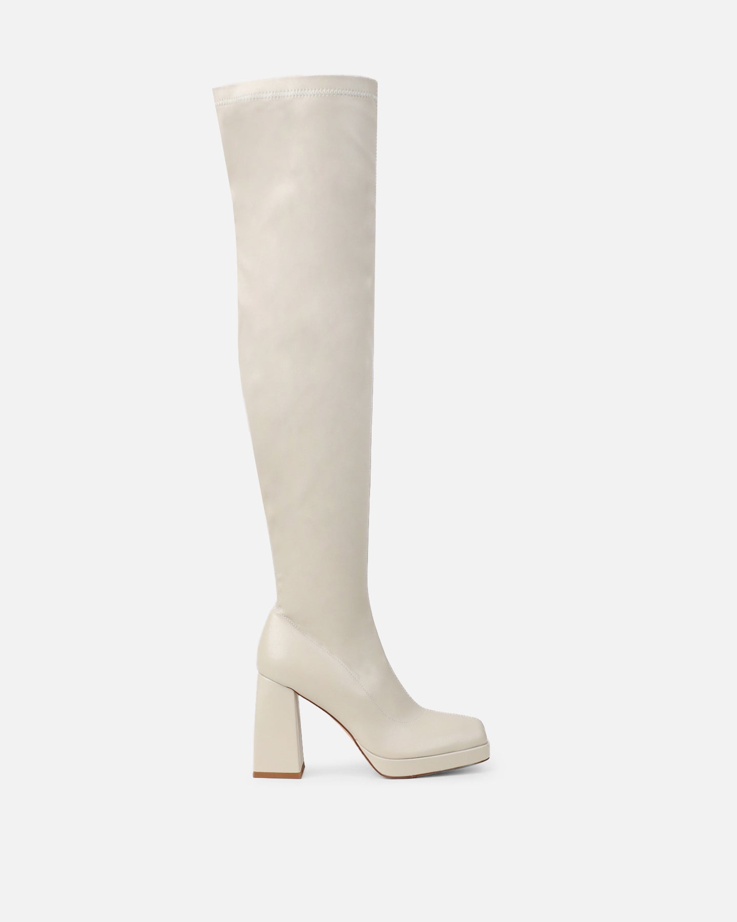 Aviva Stone Platform Block Heel Thigh High Boots