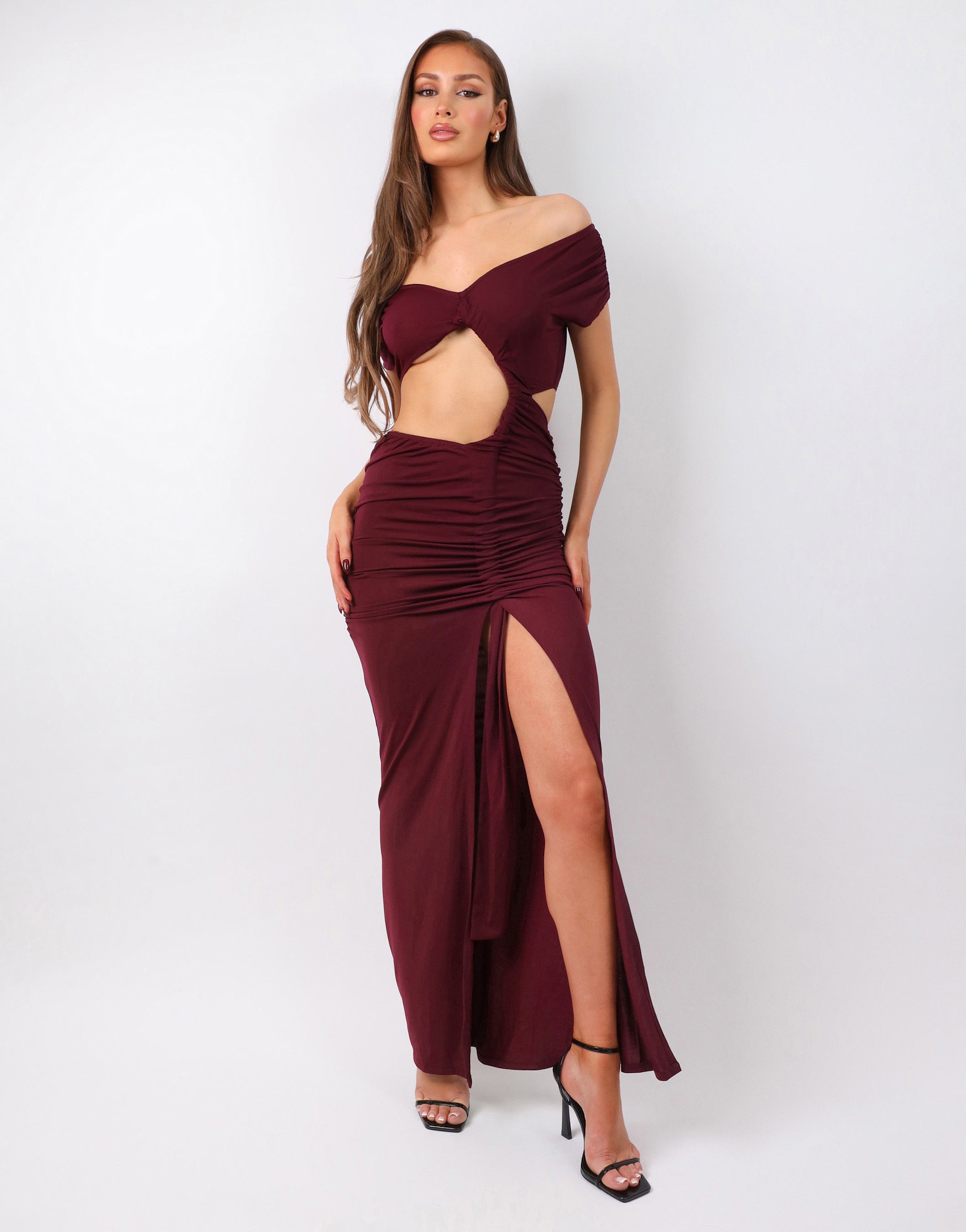 Opal Deep Purple Off The Shoulder Maxi Dress