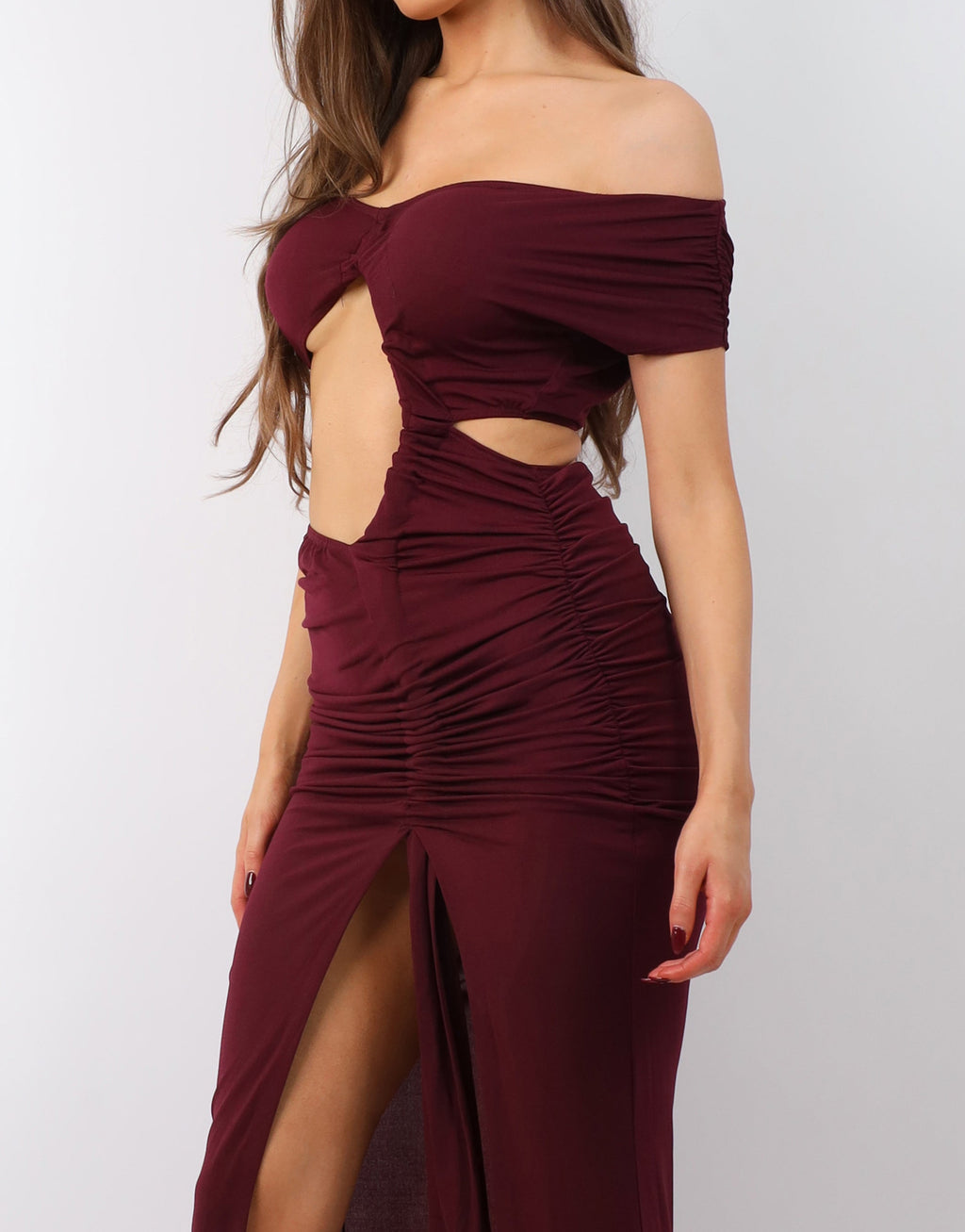 Opal Deep Purple Off The Shoulder Maxi Dress