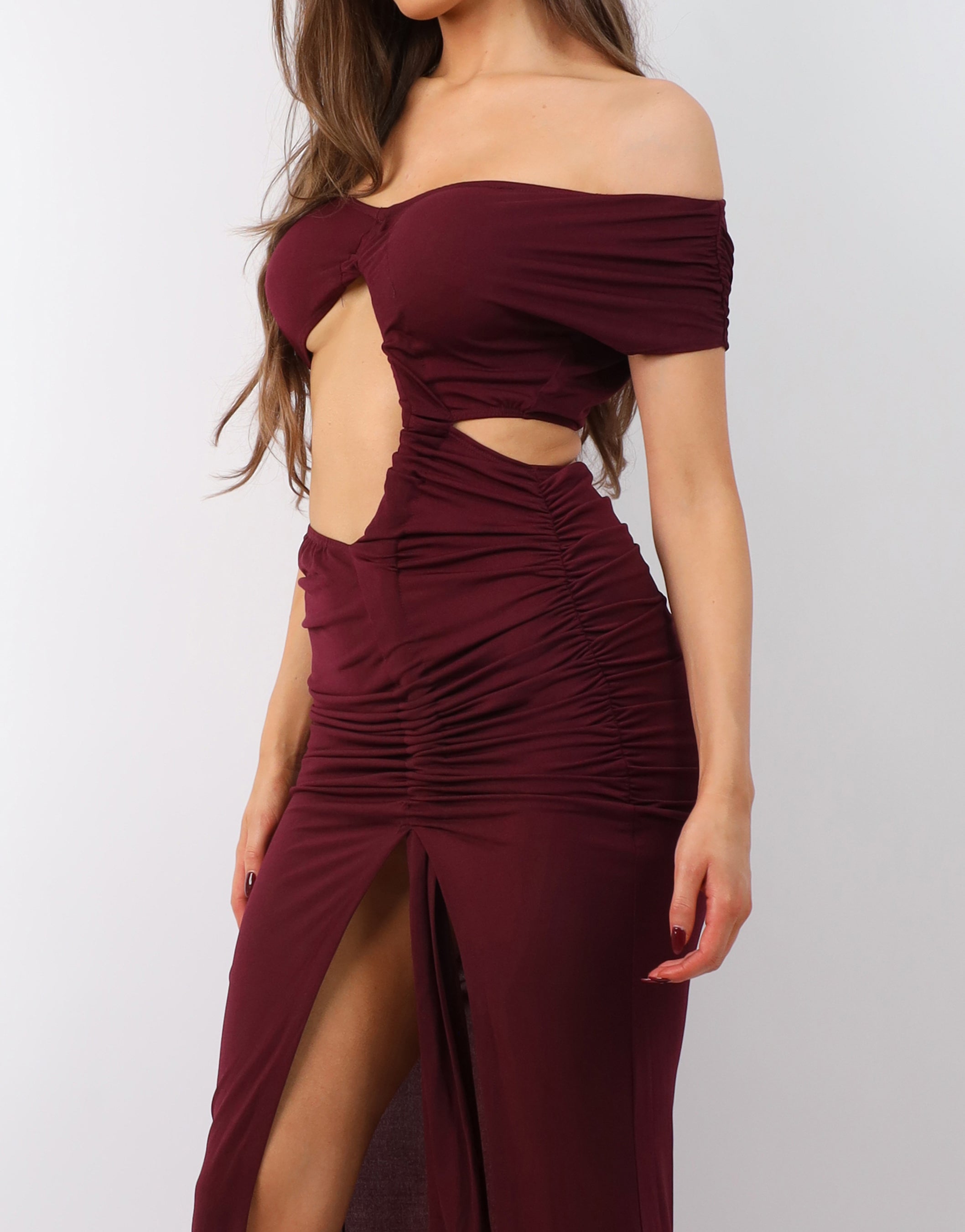 Opal Deep Purple Off The Shoulder Maxi Dress