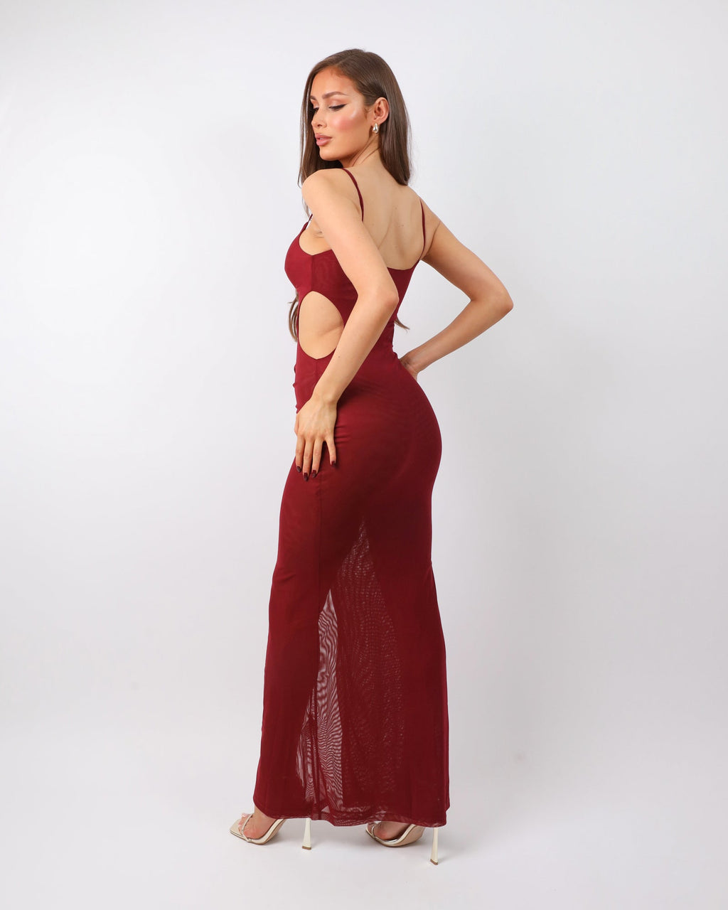 Raye Deep Red Knot Detail Maxi Dress