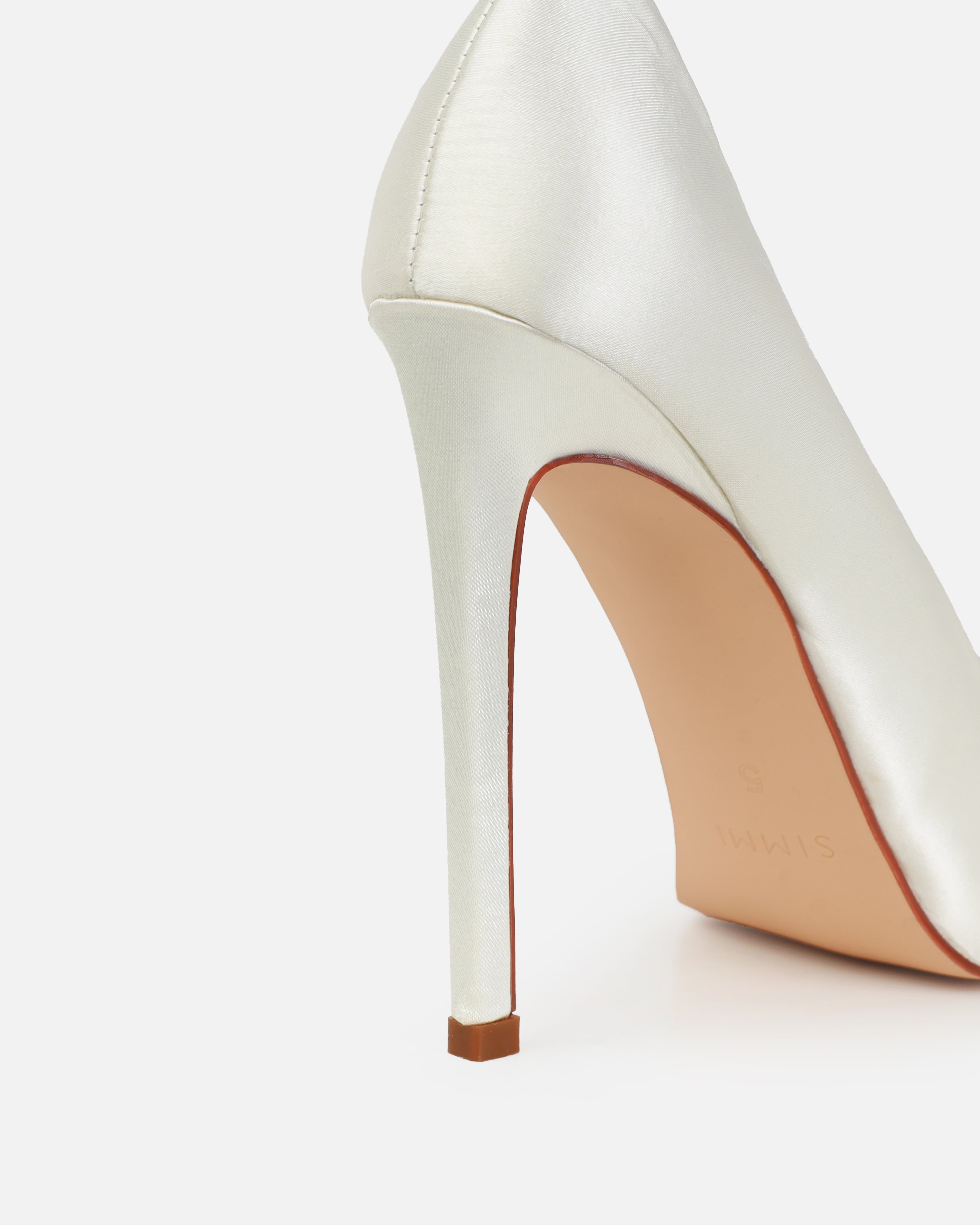 Dionne Crowe Sparkle Ivory Satin Diamante Court Shoes