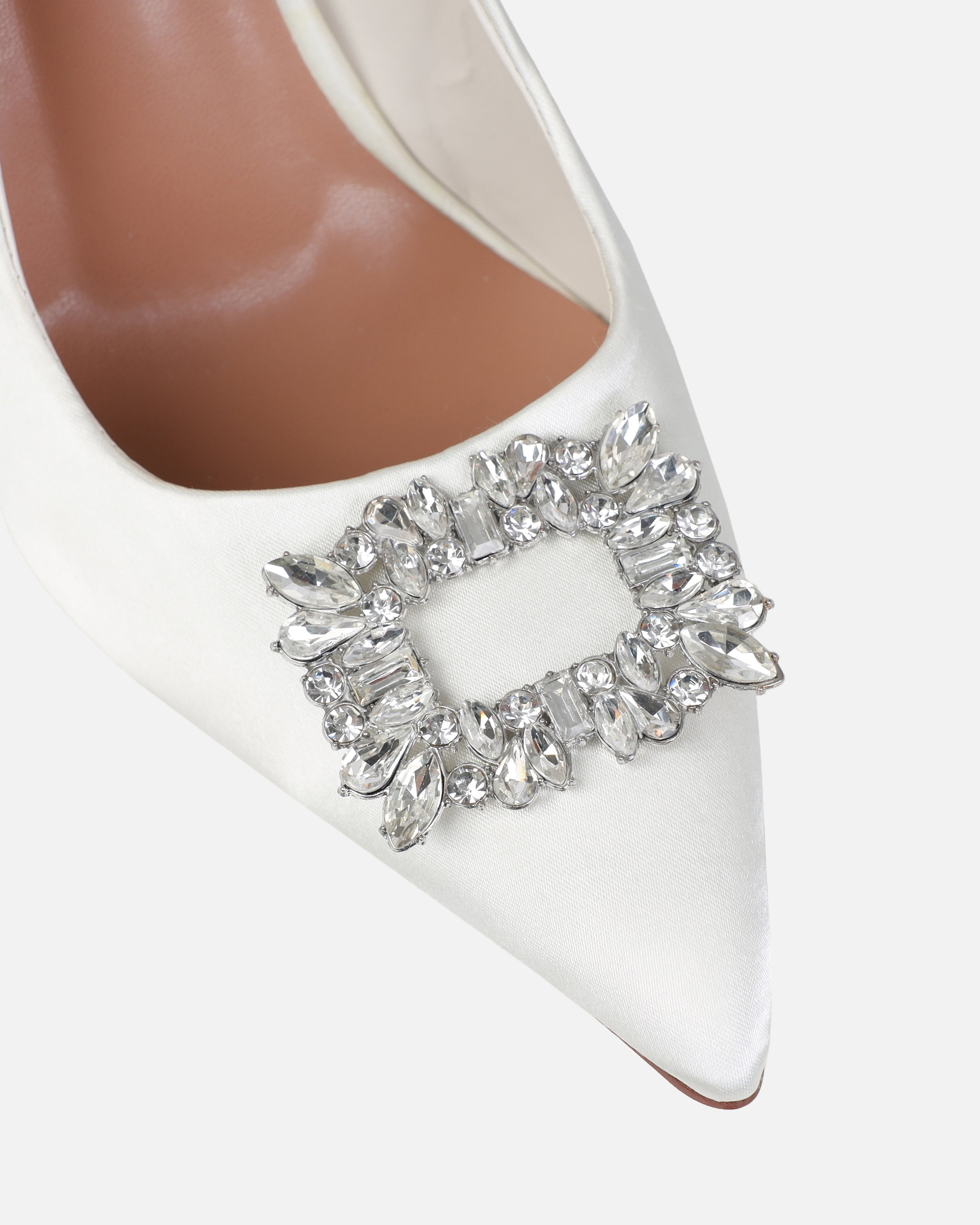 Dionne Crowe Sparkle Ivory Satin Diamante Court Shoes