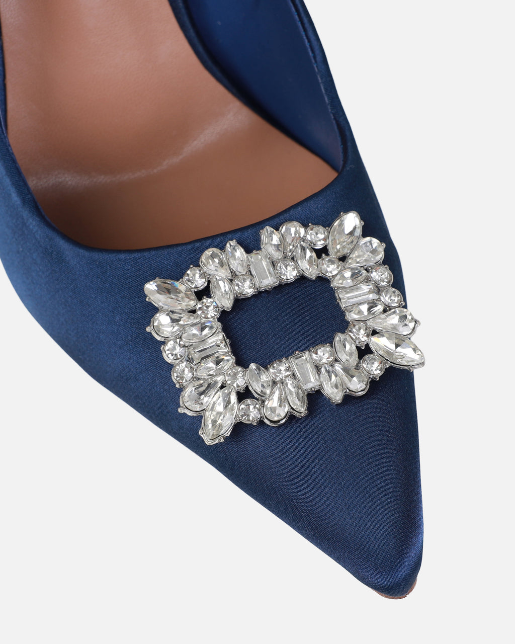 Dionne Crowe Sparkle Navy Satin Diamante Court Shoes