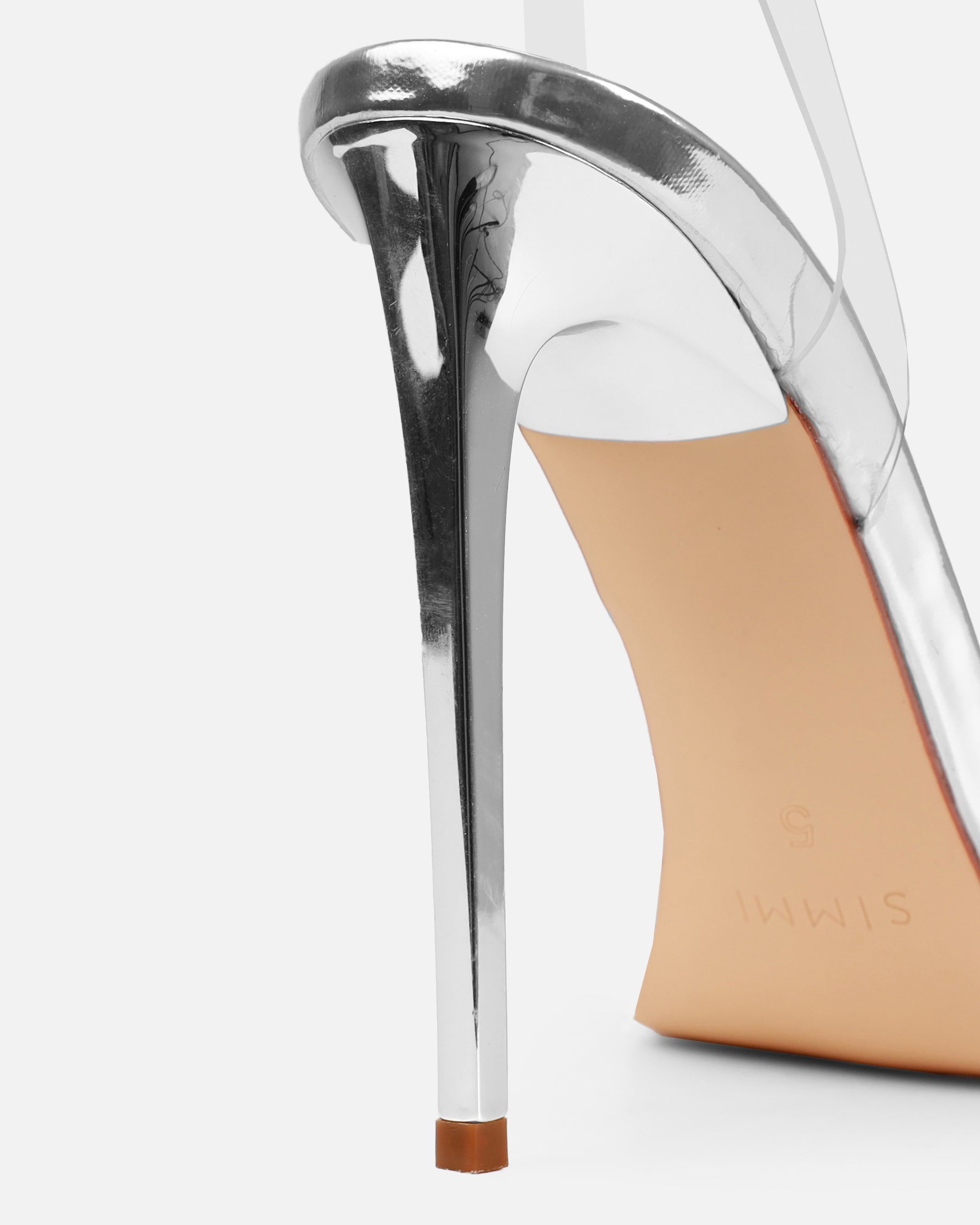 Gift Silver Clear Diamante Slingback Heels