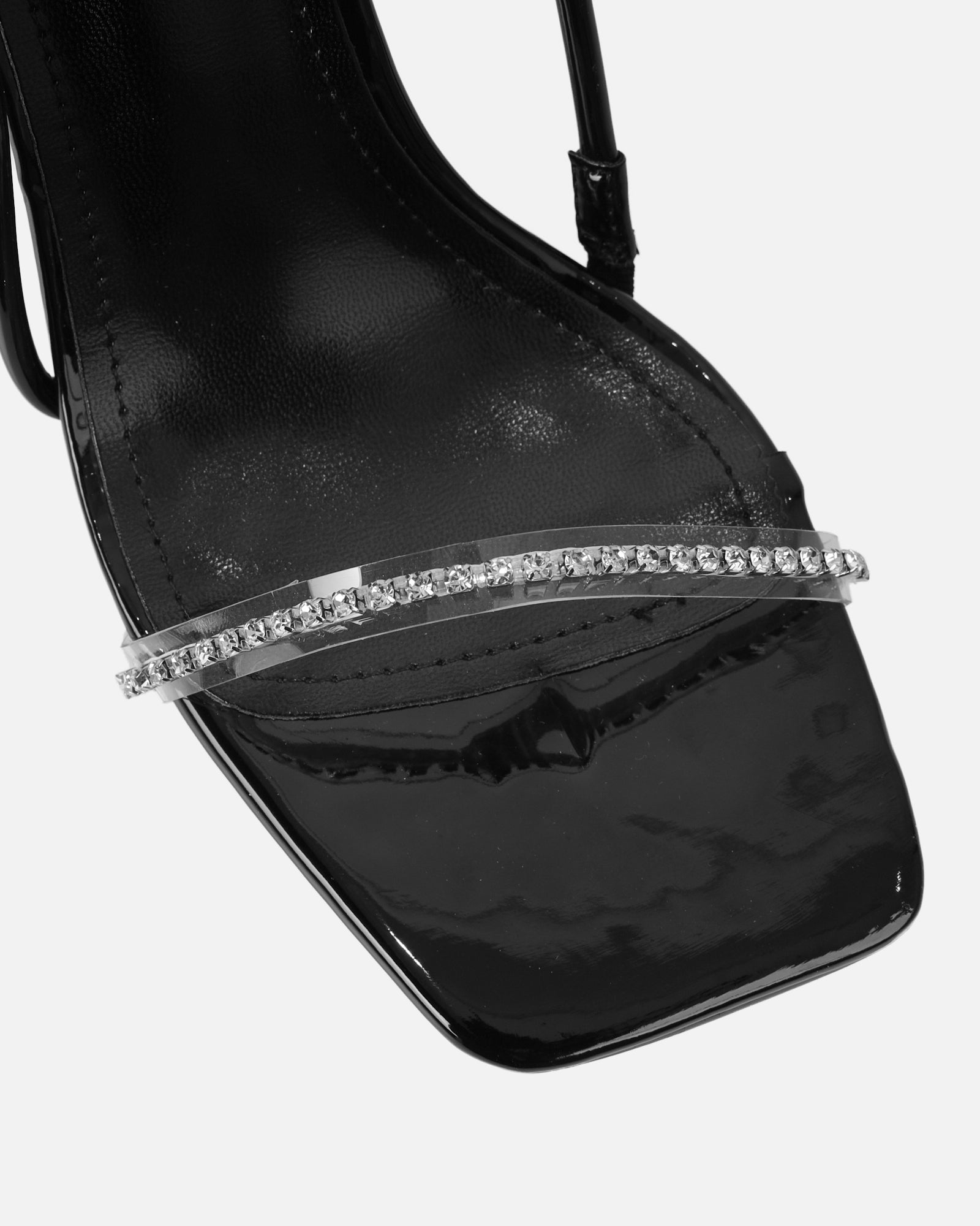 Confetti Black Clear Diamante Mid Heeled Sandals