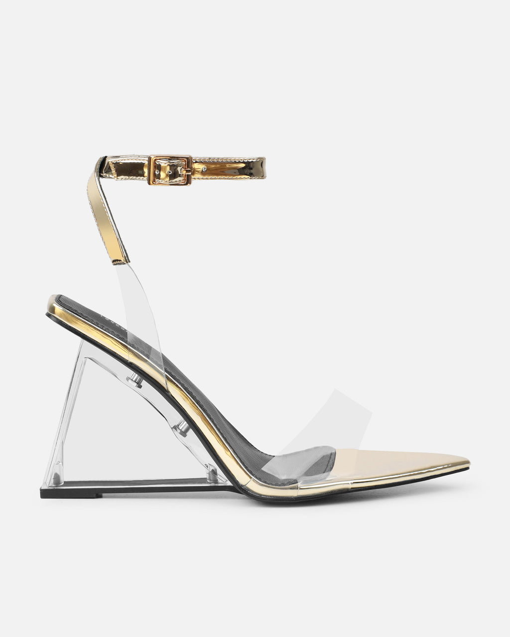 Bali Gold Mirror Clear Wedge Sandals