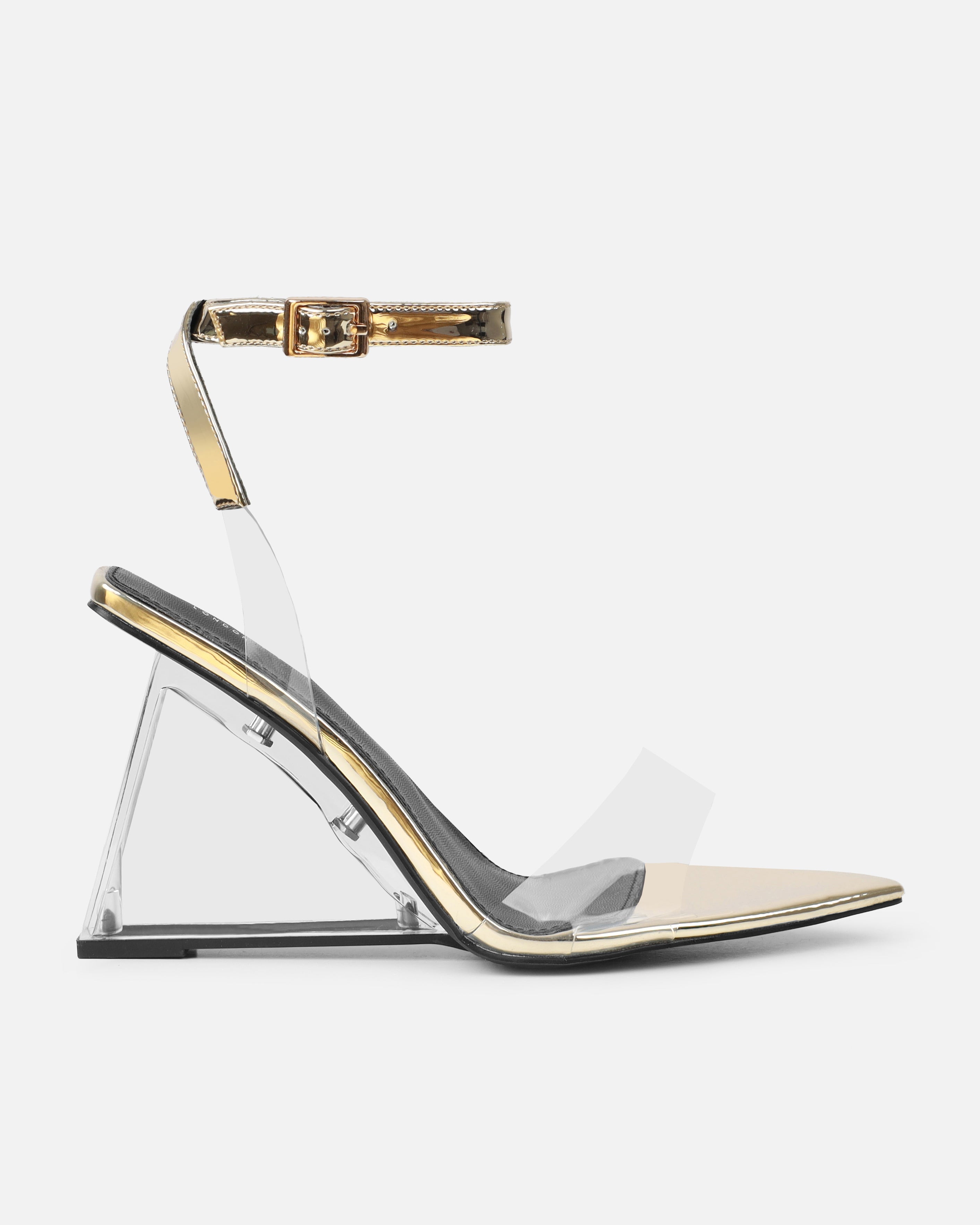 Bali Gold Mirror Clear Wedge Sandals
