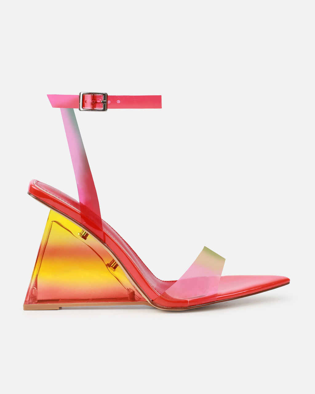 Bali Red Ombre Clear Wedge Sandals