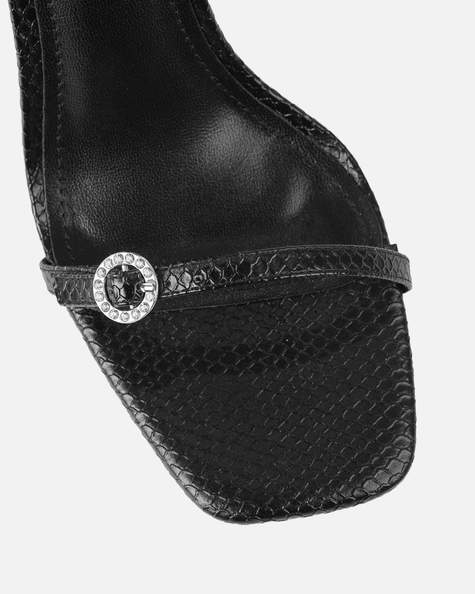 Beach Black Faux Snake High Heels
