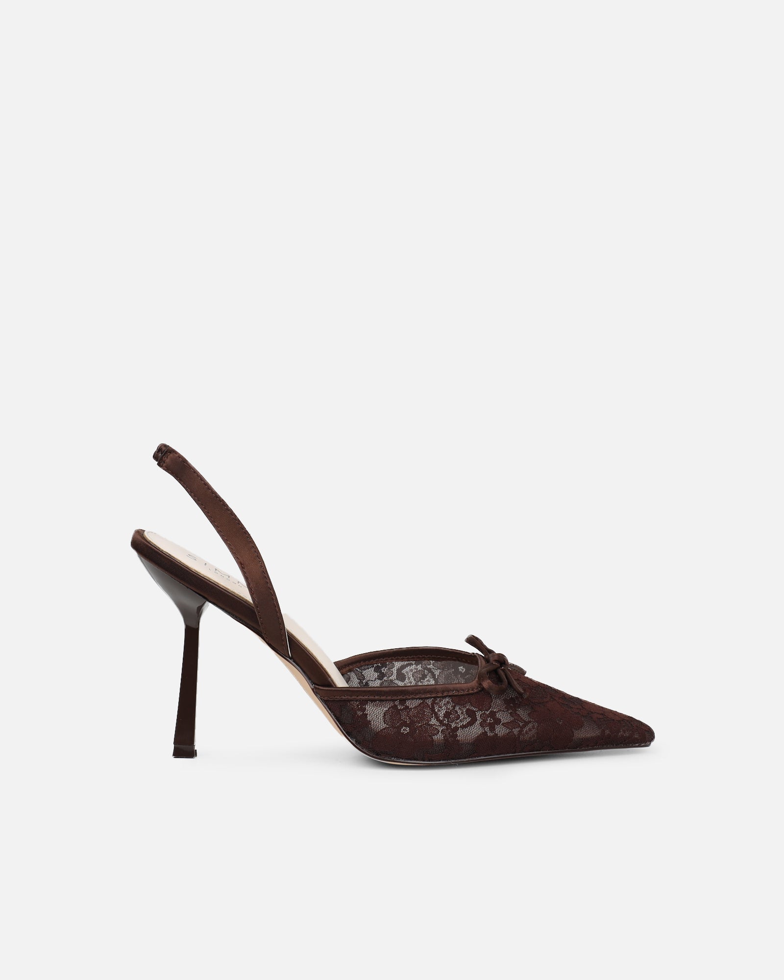 Bebee Brown Lace Bow Heeled Sandals