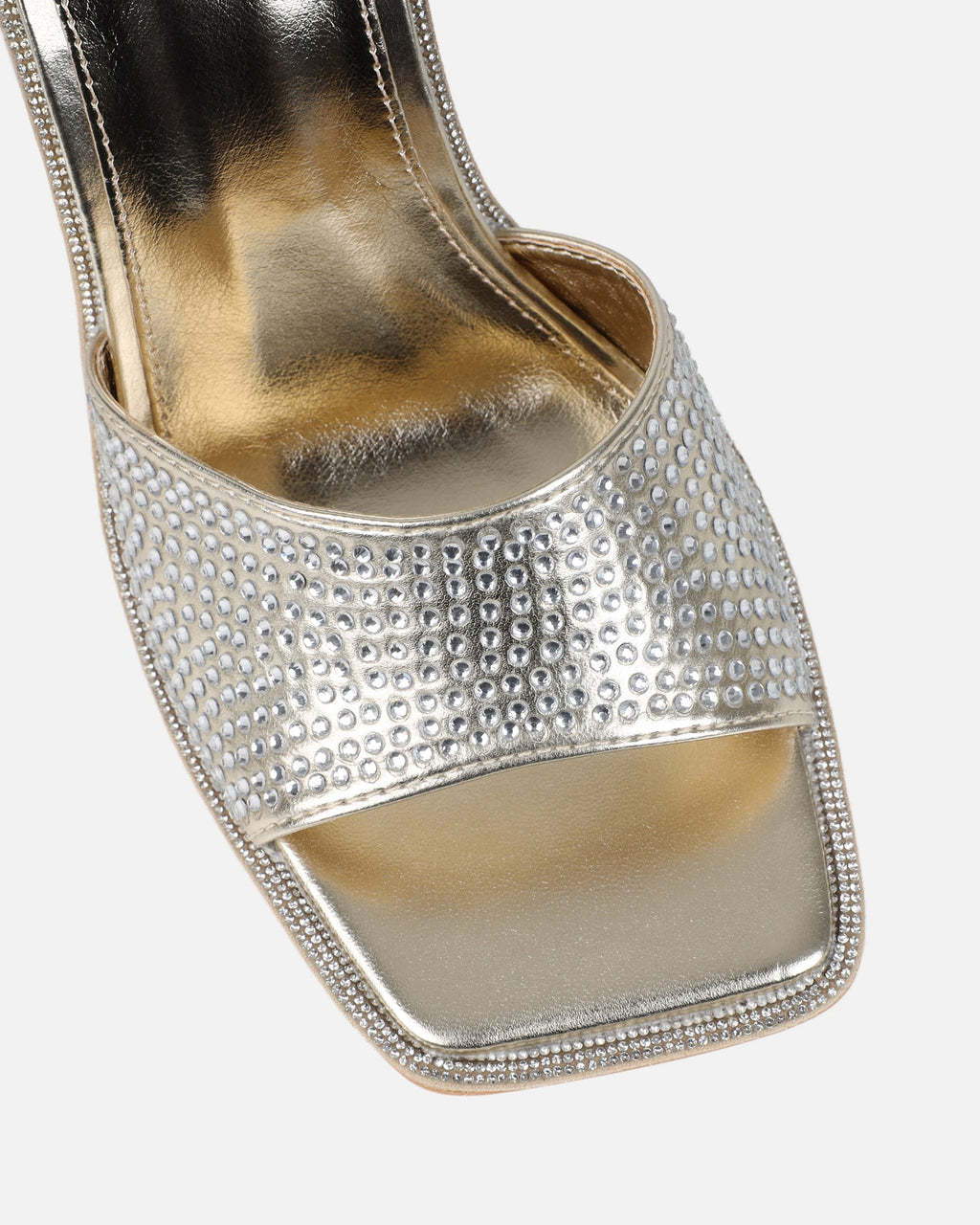 Birdie Gold Metallic Diamante Mules