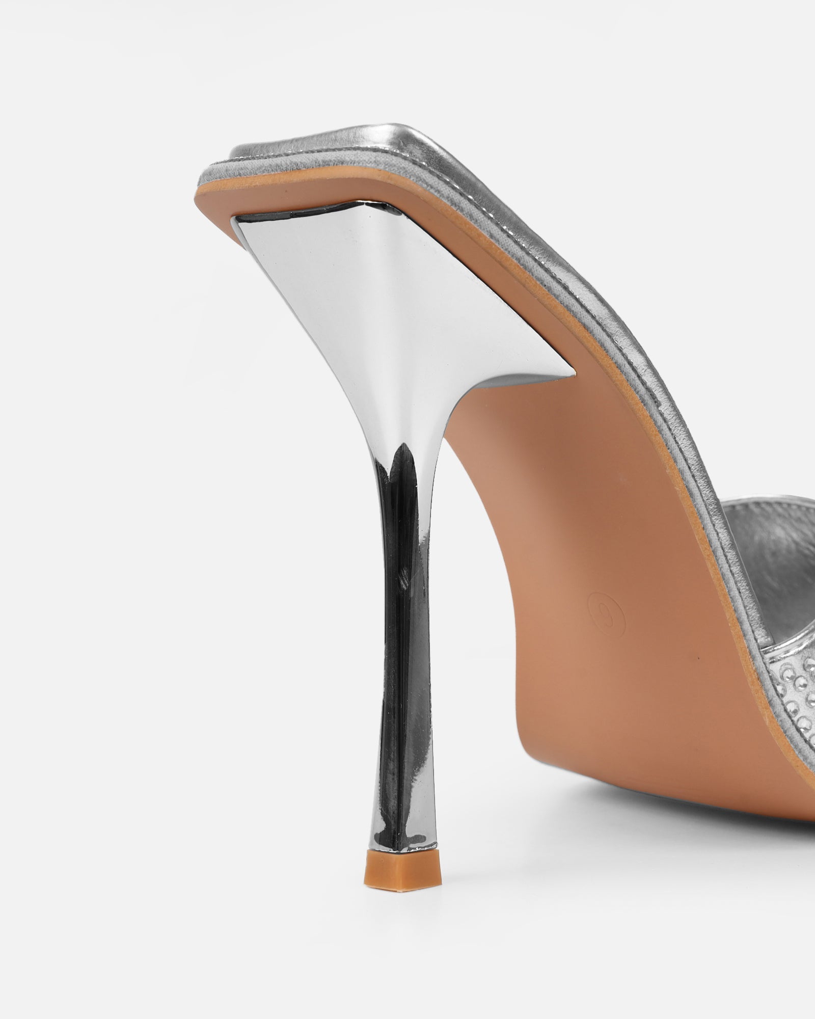 Birdie Silver Metallic Diamante Mules