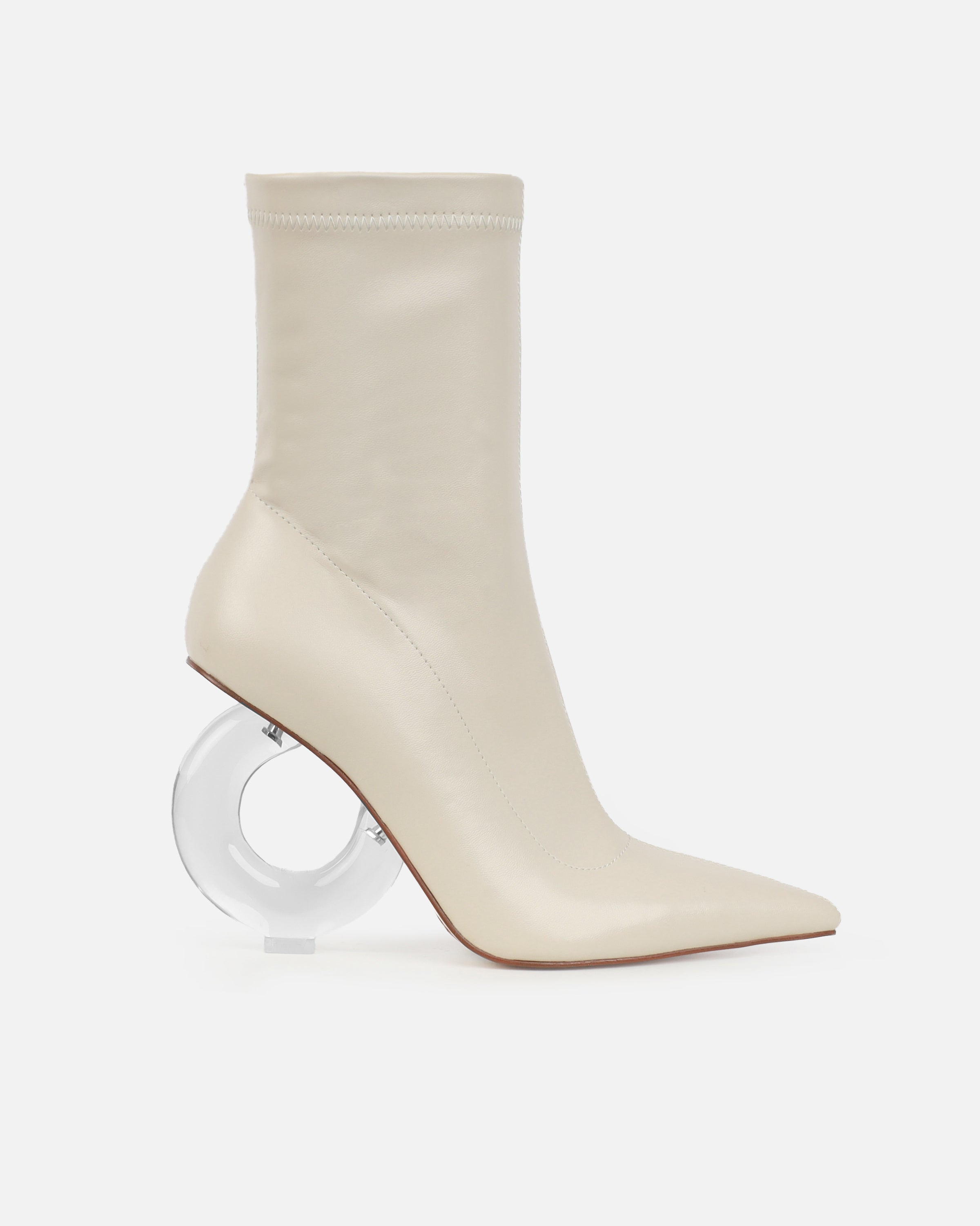 Brycen Stone Clear Sculptural Heel Boots