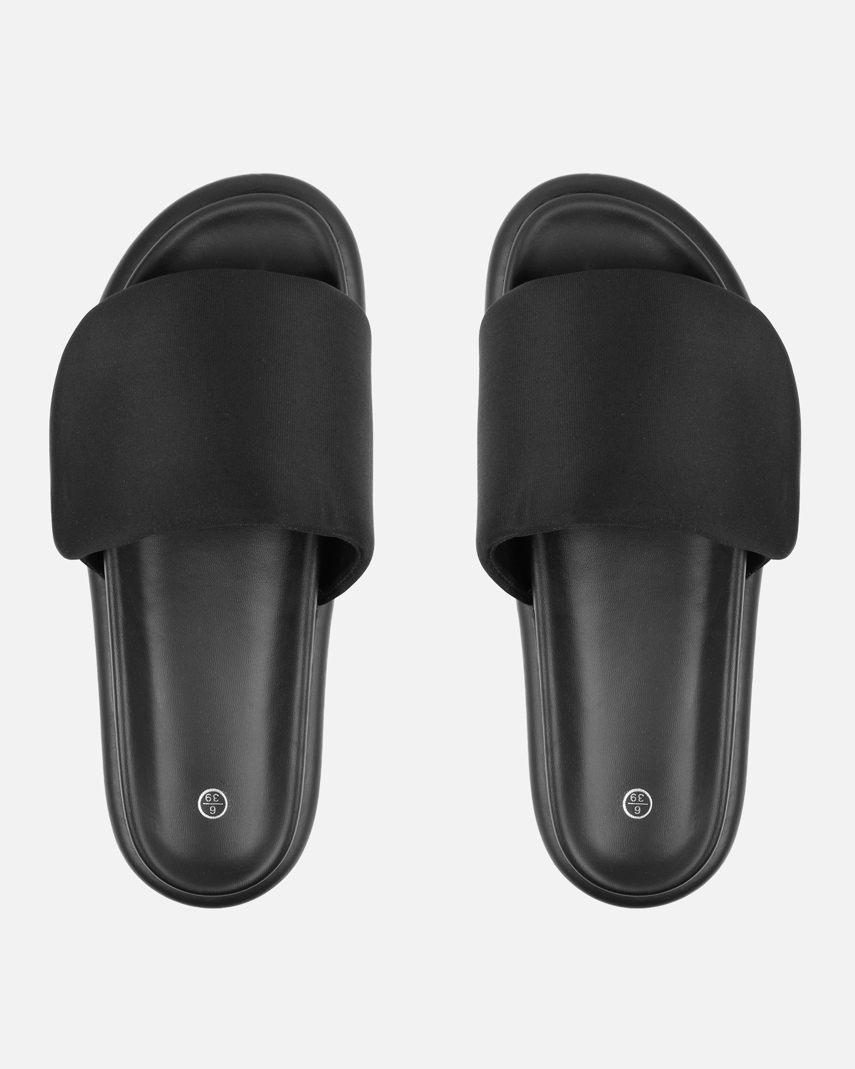 Cactus Black Padded Slider Sandals