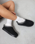 Cece Black Faux Suede Slippers