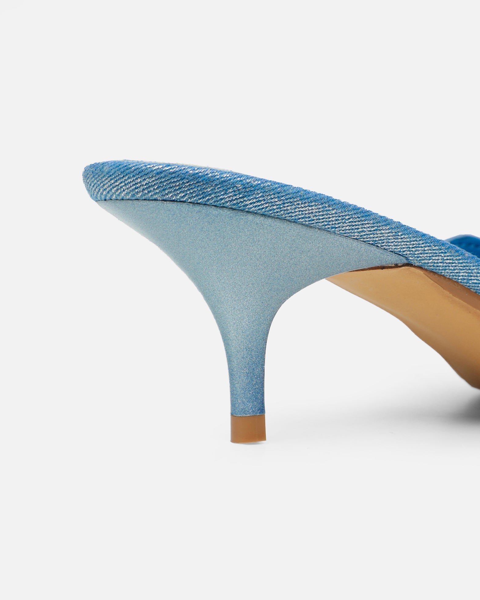 Skyes Metallic Denim Eyelet Detail Low Heel Court Shoes