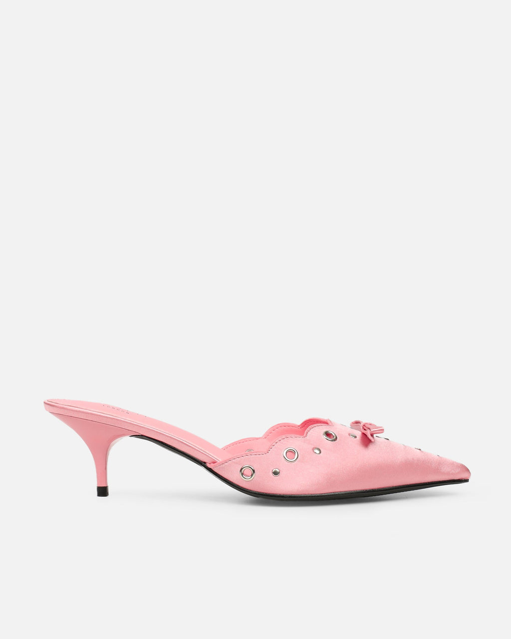 Skyes Pink Satin Eyelet Detail Low Heel Court Shoes