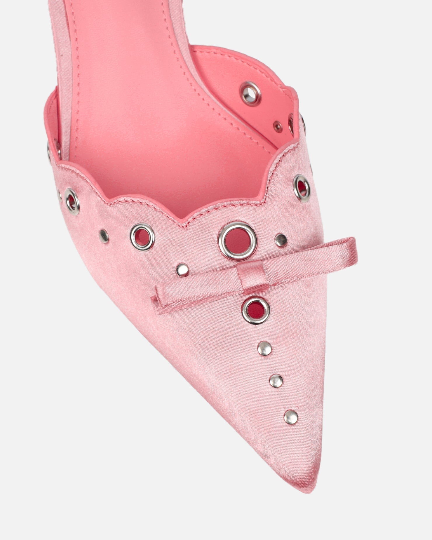 Skyes Pink Satin Eyelet Detail Low Heel Court Shoes