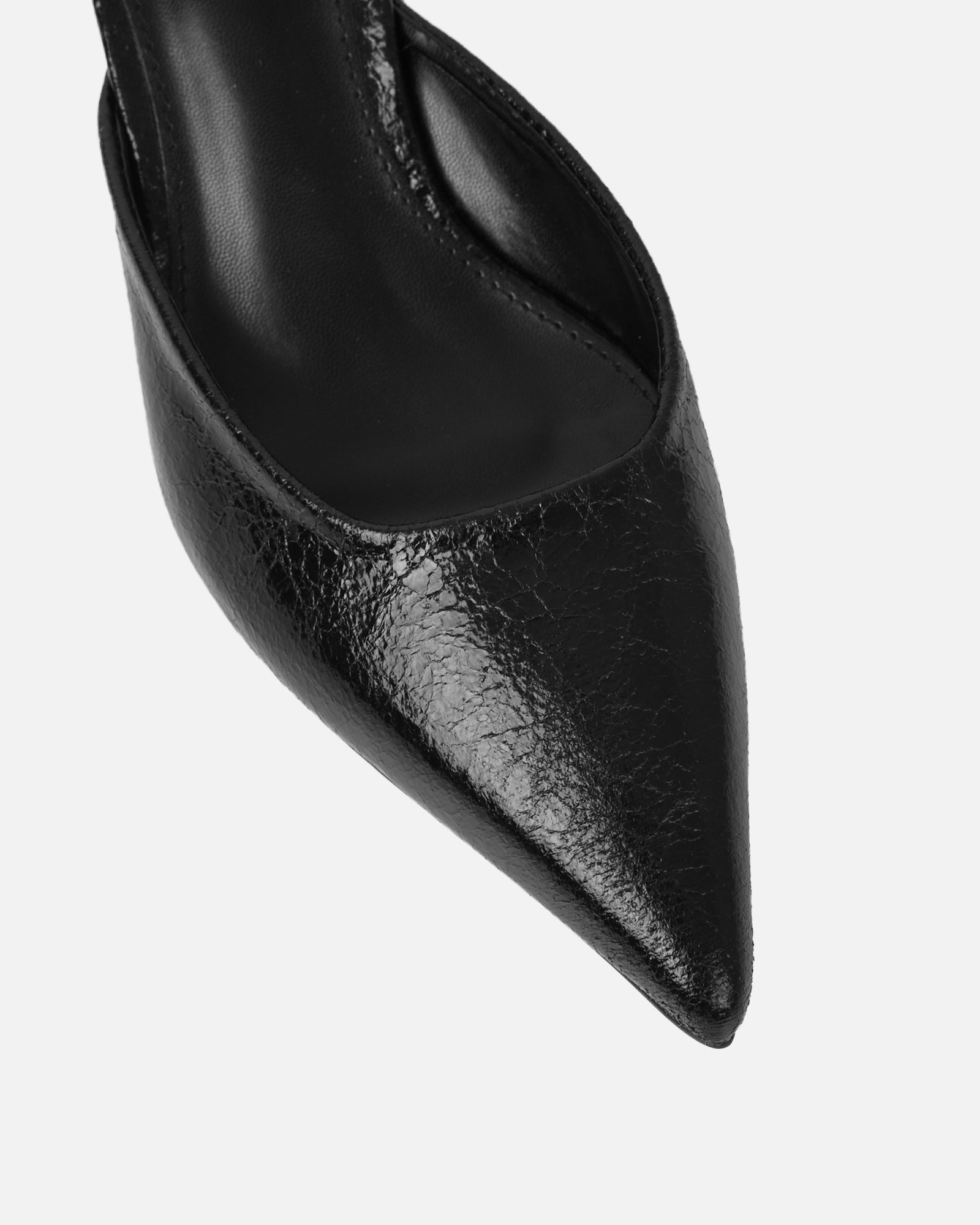 Carson Black Cracked Kitten Heeled Mules