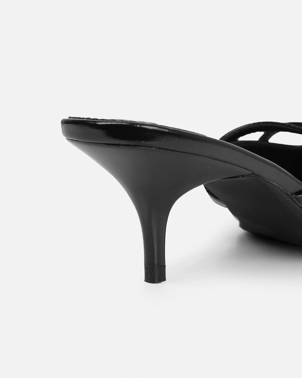 Char black low heel buckle mules