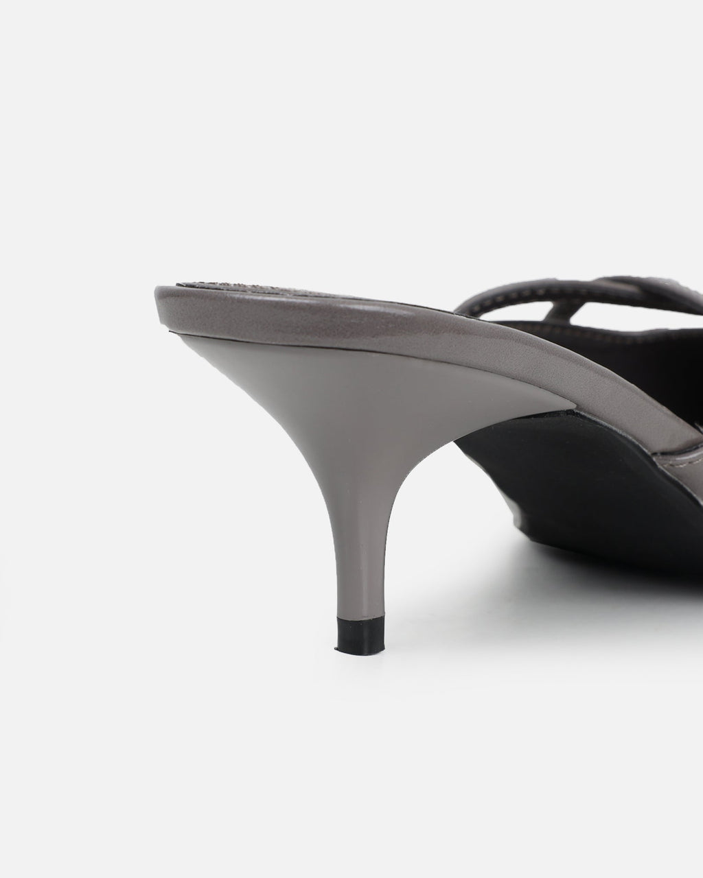 Char grey low heel buckle mules