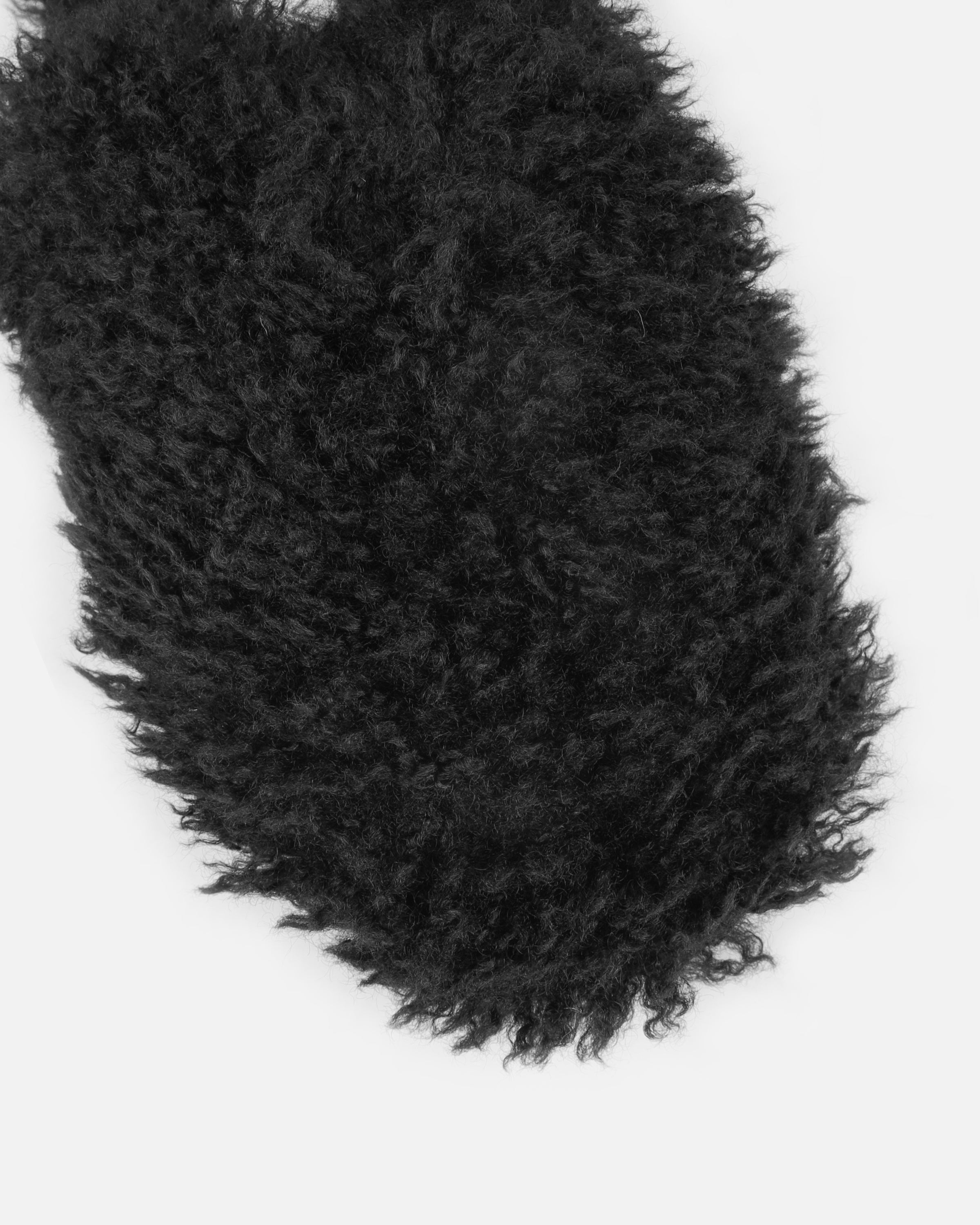 Floof Black Curly Faux Fur Slippers
