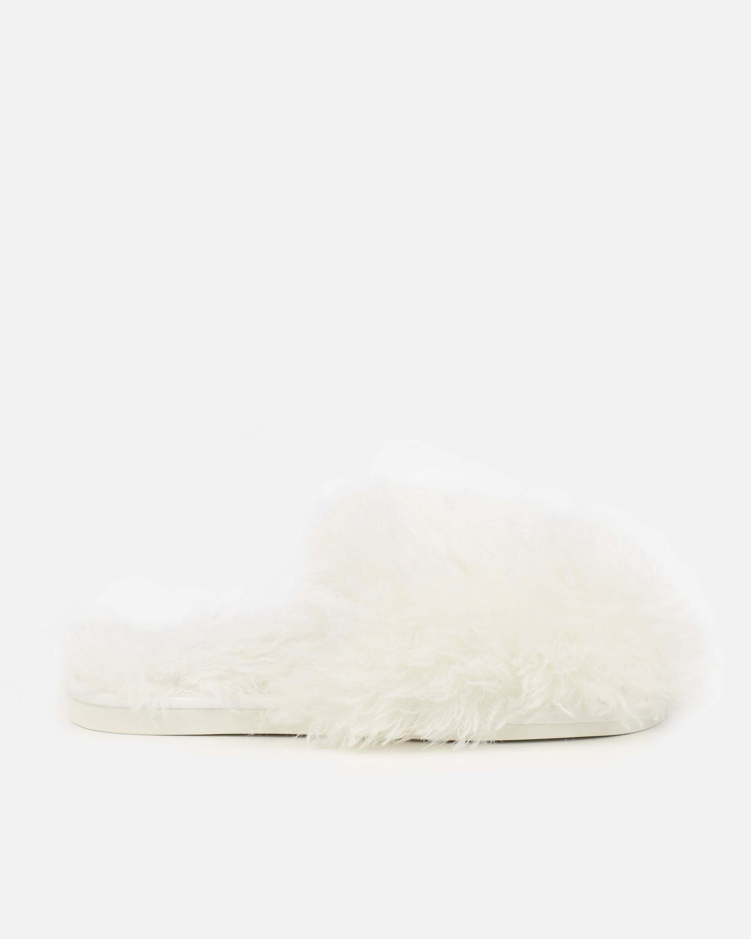 Floof Cream Curly Faux Fur Slippers