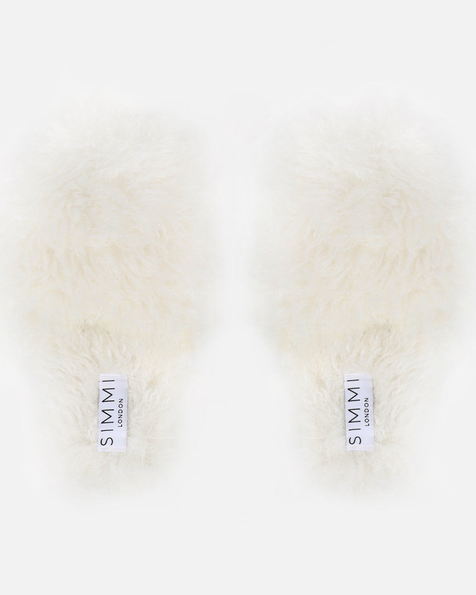 Floof Cream Curly Faux Fur Slippers