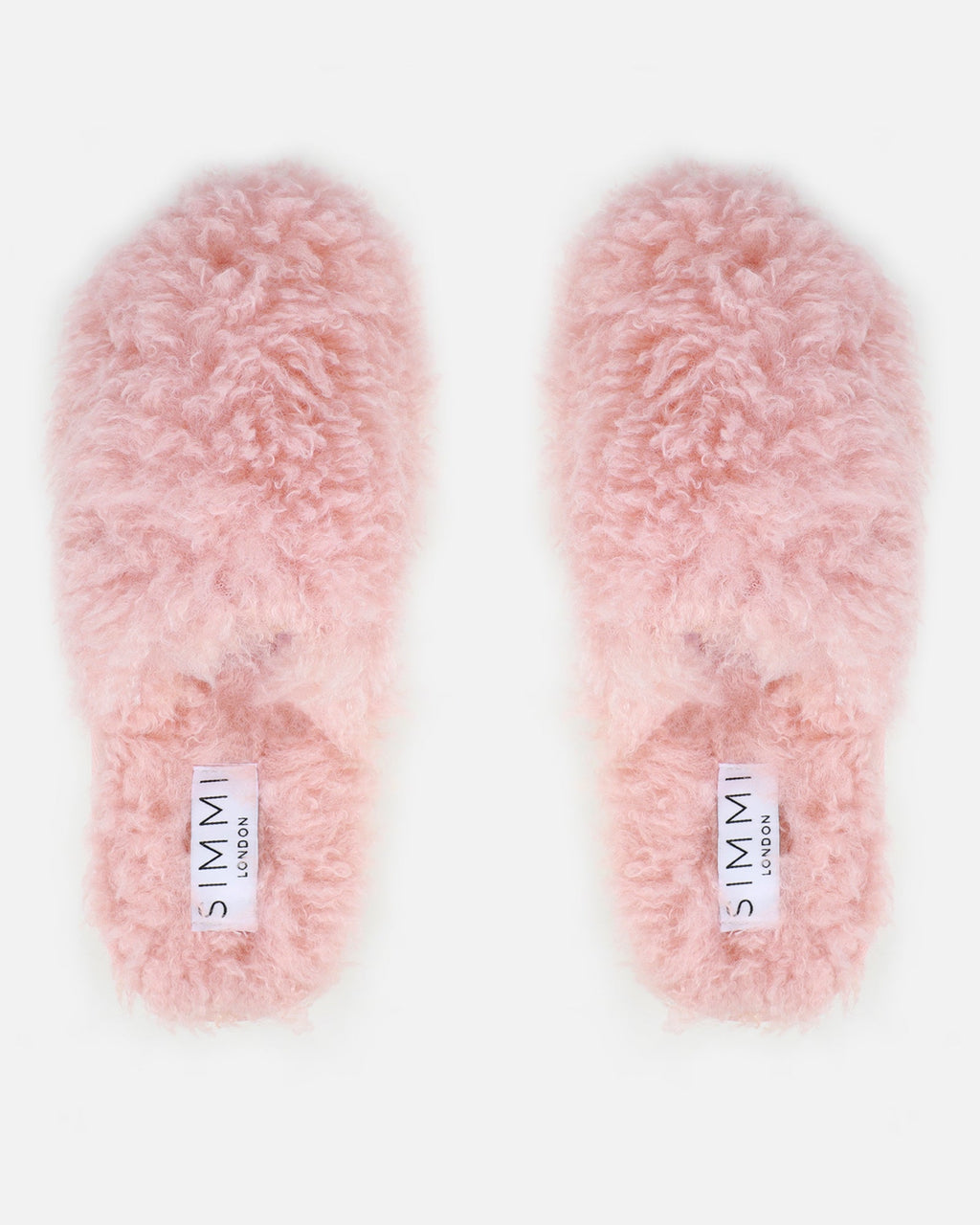 Floof Light Pink Curly Faux Fur Slippers