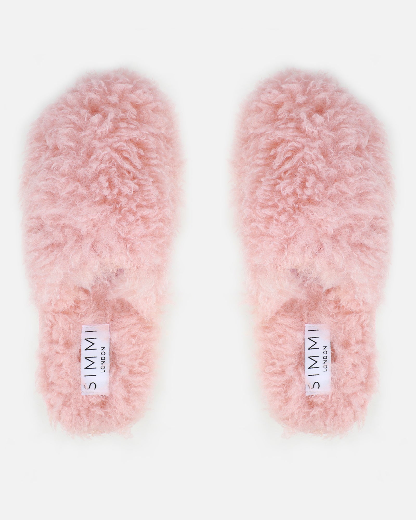 Floof Light Pink Curly Faux Fur Slippers