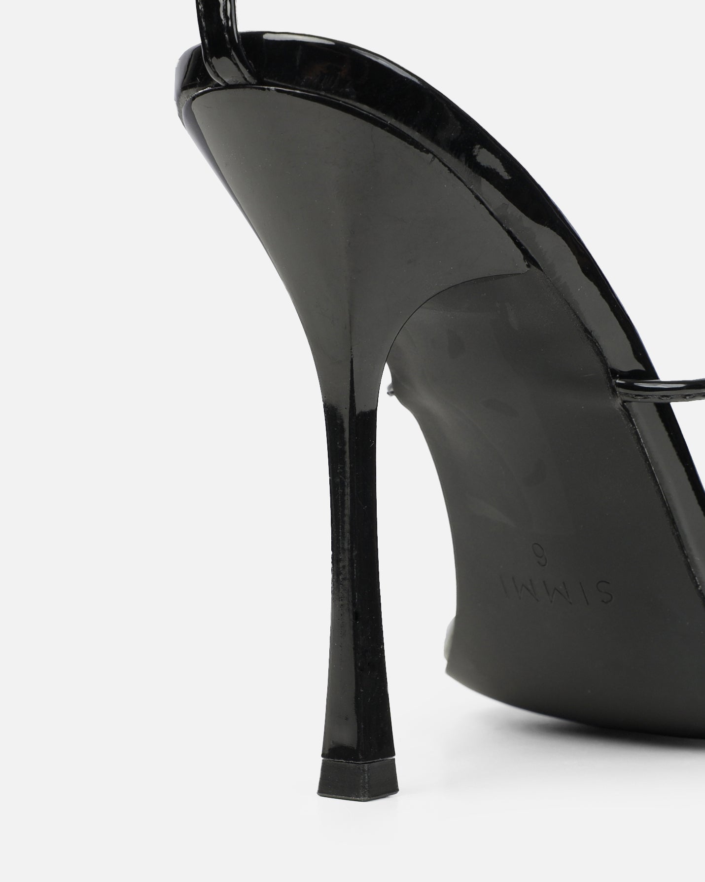 Neeli Black Patent Triple Strap Heeled Sandals