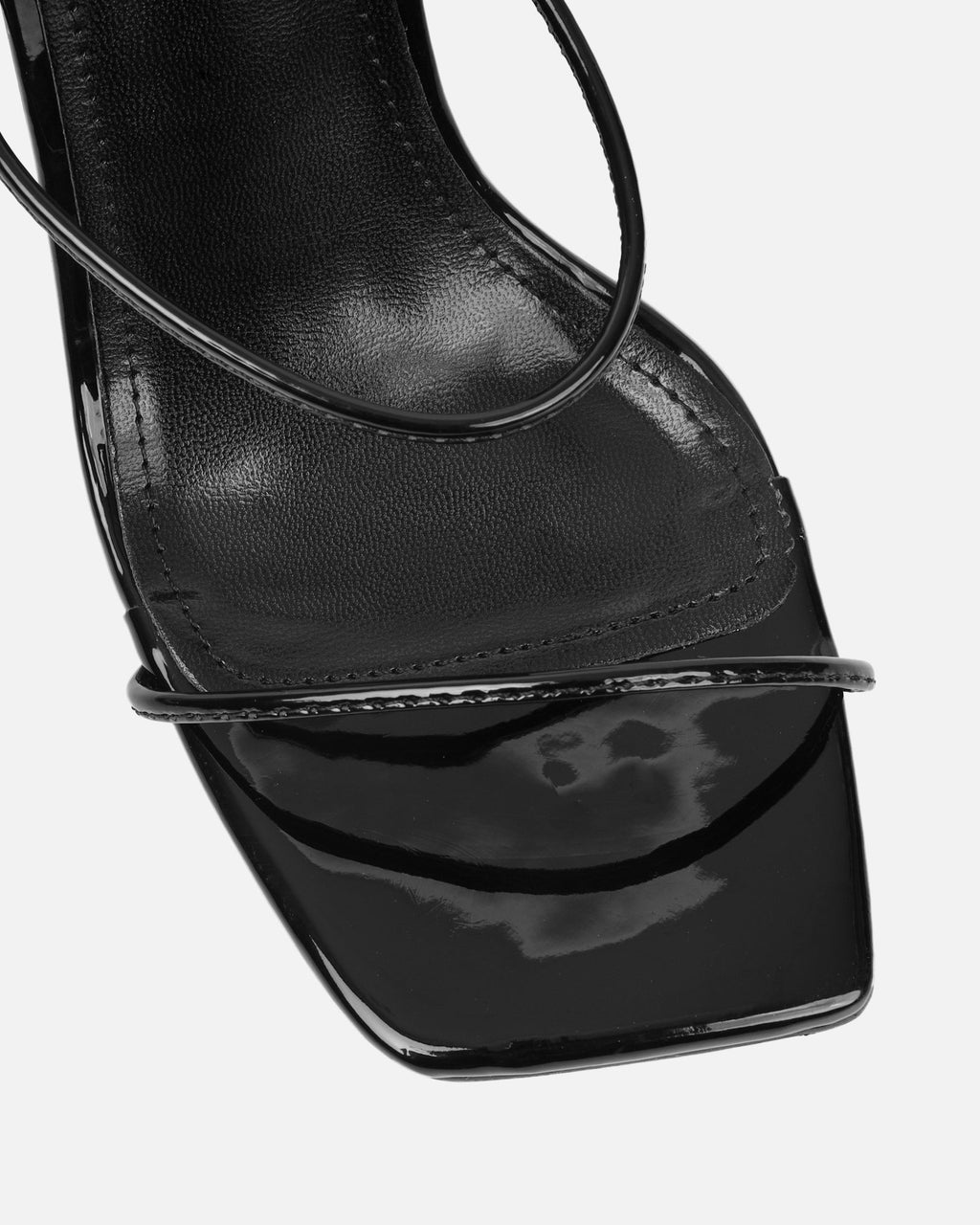 Neeli Black Patent Triple Strap Heeled Sandals