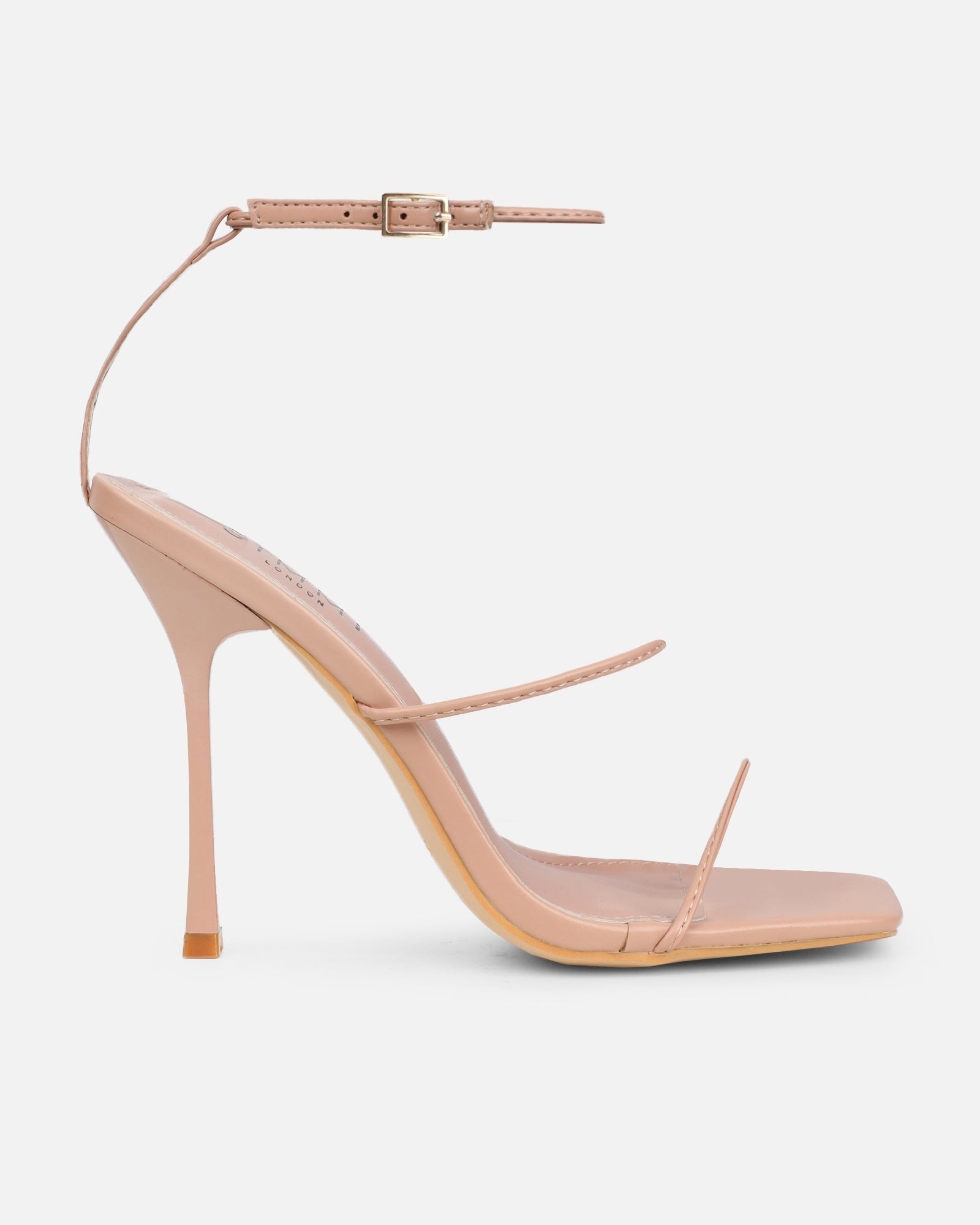 Neeli Nude Triple Strap Heeled Sandals