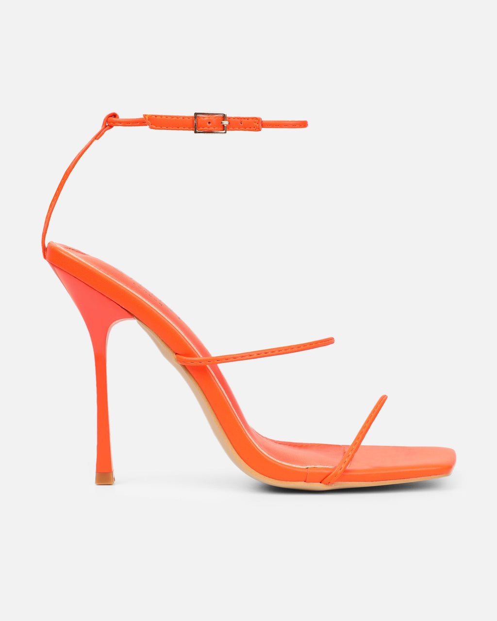 Neeli Orange Triple Strap Heeled Sandals