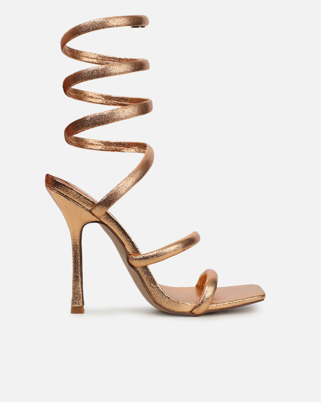Corrina Bronze Metallic Spiral Heeled Sandals