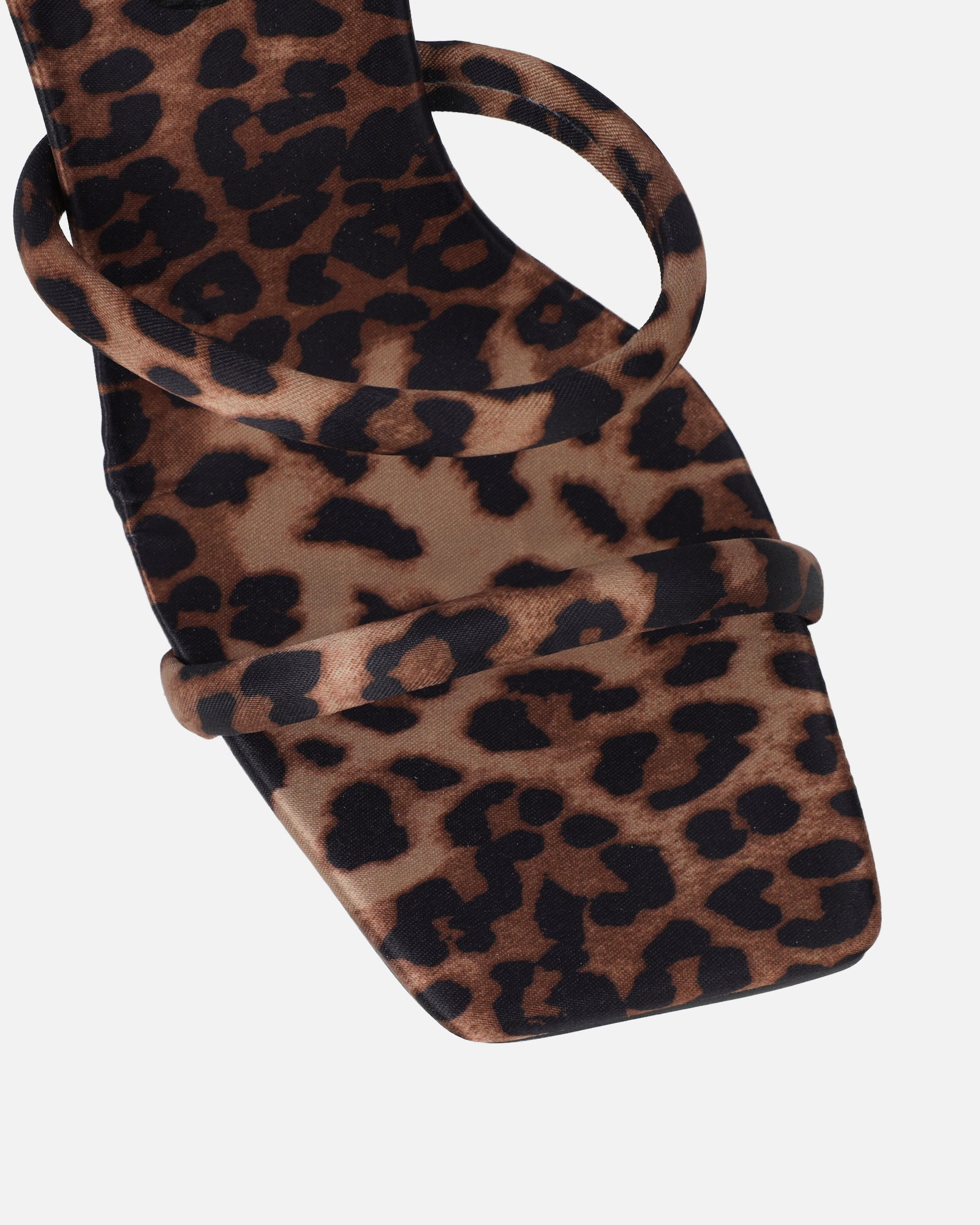Corrina Leopard Satin Spiral Heeled Sandals