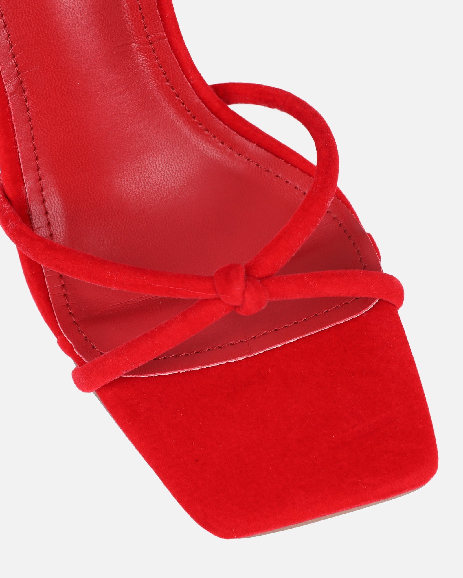 Malinda Red Velvet Heeled Sandals