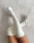 Stallone Cream Over The Knee Fluffy Sock Boots