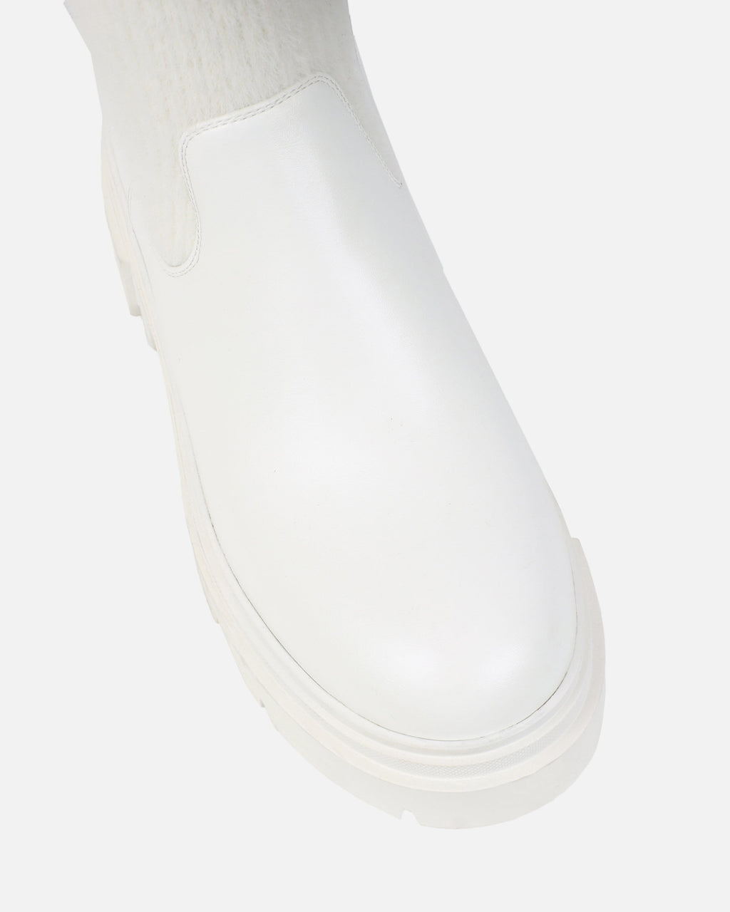 Stallone Cream Over The Knee Fluffy Sock Boots