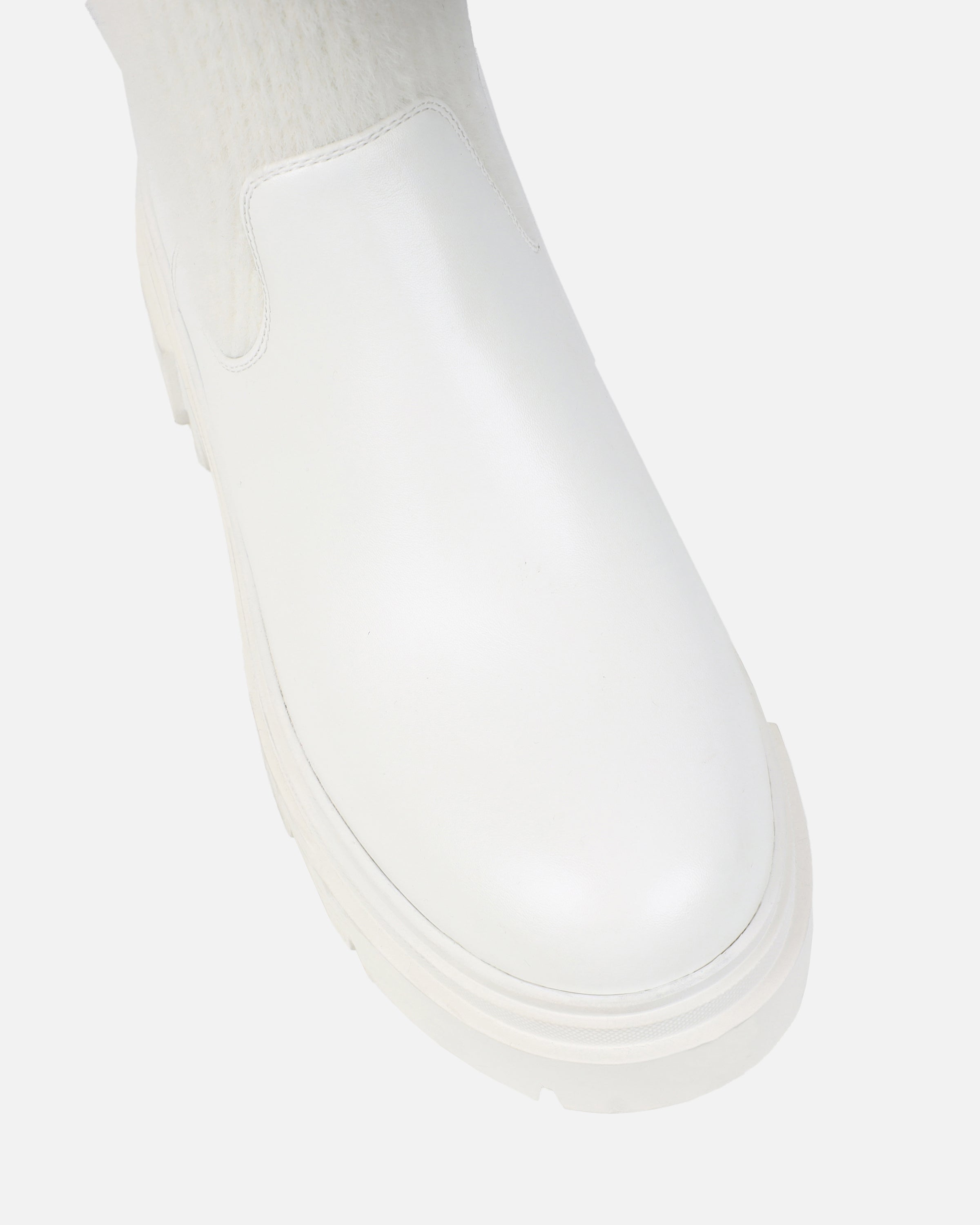 Stallone Cream Over The Knee Fluffy Sock Boots