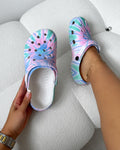 Cruz Pink And Green Tie Dye Moulded Flat Clogs
